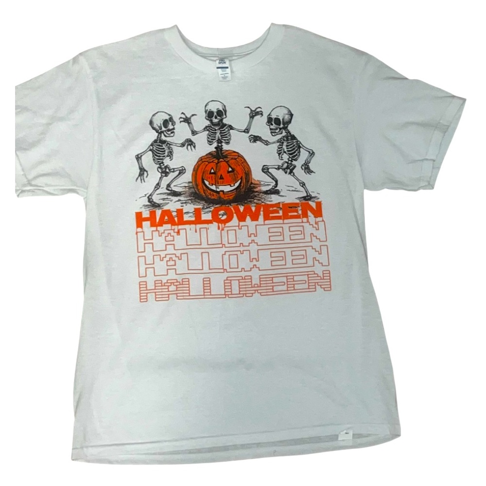 Halloween Skeleton Dance Kids T-Shirt - White and Orange NWT
